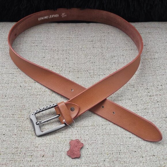 Men Handmade Belt Brown Leather Pin Buckle Waistband Belt Size 38 New With Tag - Picture 10 of 11